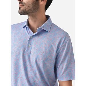 Johnnie-O‎ Mens Aiden Golf Polo Shirt Blue Pink Floral Short Sleeve Medium